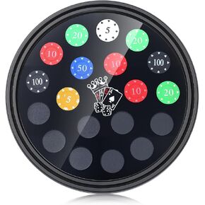 Kathfly 1 Pcs Casino Poker Chip Frame 12.6 Inch Casino Chip Holder Round Wood Wall Mounted Poker Display Case for 19 Coin in Saudi Arabia