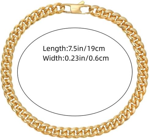 18k Gold Bracelet, Men's And Women's Hip-hop Mesh Bracelet, Men's Solid Miami Cuban Bracelet, Valentine's Day/Birthday/Christmas Gift Box Packaging in Saudi Arabia