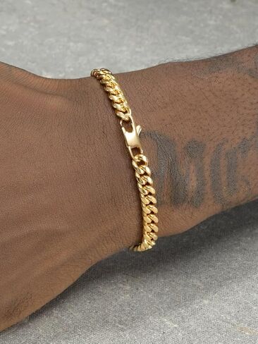 18k Gold Bracelet, Men's And Women's Hip-hop Mesh Bracelet, Men's Solid Miami Cuban Bracelet, Valentine's Day/Birthday/Christmas Gift Box Packaging in Saudi Arabia