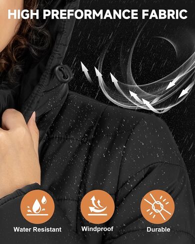Heated Jacket for Women, Winter Heating Coat Slim Fit Coat with Detachable Hood in Saudi Arabia