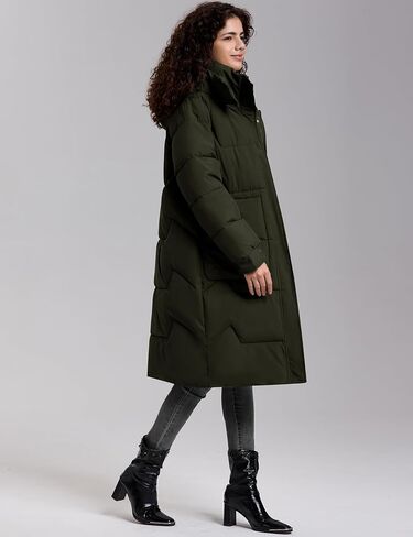 TQD Long Puffer Coat Women Warm Thicken Long Winter Coats for Women Hooded Outwear Pockets Puffer Jacket in Kuwait