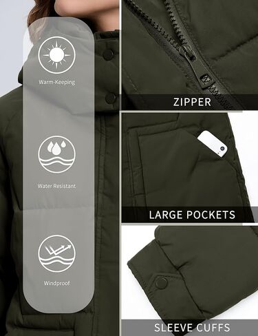 TQD Long Puffer Coat Women Warm Thicken Long Winter Coats for Women Hooded Outwear Pockets Puffer Jacket in Kuwait