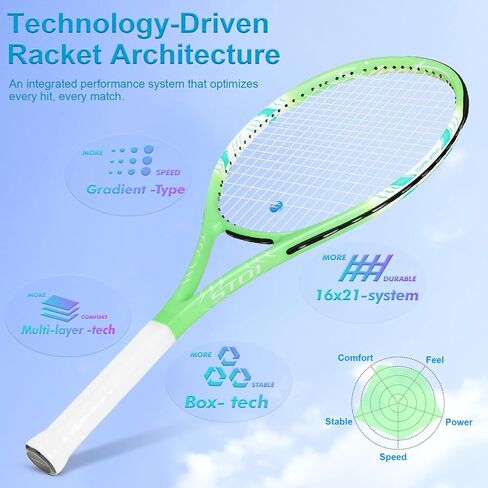 27 Inch Tennis Rackets Set, 2 Player Pre-StrungTennis Racquets for Adults, 2 Overgrip Tapes, 3 Balls, 2 Wristbands and Carrying Bag, for Beginner and Professional in Saudi Arabia