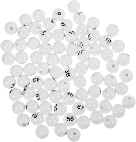 VICASKY Bingo Balls Only Ball Replacement Entertainment Plastic White Machine Tickets Game Boards Raffle Numbers 1-75 Numbered Mini Small 75pcs Props Easy to Find No Fading Lightweight in Kuwait