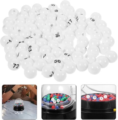 VICASKY Bingo Balls Only Ball Replacement Entertainment Plastic White Machine Tickets Game Boards Raffle Numbers 1-75 Numbered Mini Small 75pcs Props Easy to Find No Fading Lightweight in Kuwait