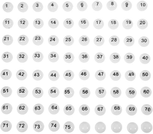 VICASKY Bingo Balls Only Ball Replacement Entertainment Plastic White Machine Tickets Game Boards Raffle Numbers 1-75 Numbered Mini Small 75pcs Props Easy to Find No Fading Lightweight in Kuwait