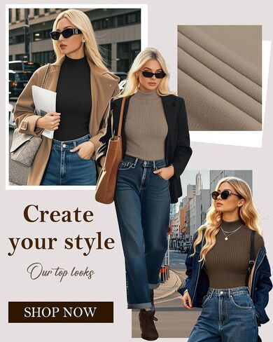 4 Pack Women's Turtleneck Tops Ribbed Long Sleeve Thermal Shirts Cotton Slim Fitted Base Layer Thermal Underwear in Saudi Arabia