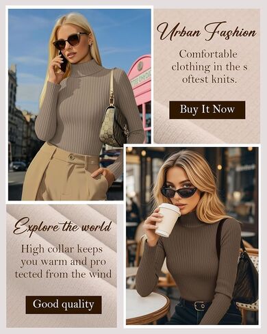 4 Pack Women's Turtleneck Tops Ribbed Long Sleeve Thermal Shirts Cotton Slim Fitted Base Layer Thermal Underwear in Saudi Arabia