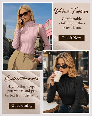 4 Pack Women's Turtleneck Tops Ribbed Long Sleeve Thermal Shirts Cotton Slim Fitted Base Layer Thermal Underwear in Saudi Arabia