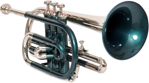Bb Cornet 3 صمام نحاسي، Bb Pitch Tune | مثالية للطلاب والمبتدئين | تشتمل مجموعة الأدوات ذات اللون الأخضر على حافظة صلبة وقطعة لسان وقفازات وقماش RUBI HANDICRAFT in Kuwait