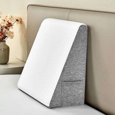 Hallo Deer Elysian Slumber Wedge Pillow: Luxurious Support for Comfortable Sleep, Designed with Premium Foam and a Soft, Washable Cover. Ideal for Elevating Head, Back, and Legs on Bed (Light Grey) in Kuwait