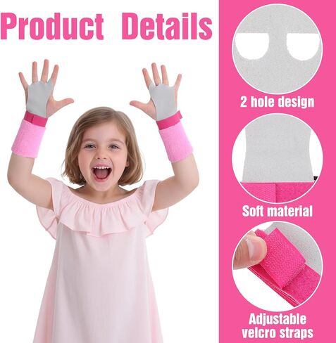 2 Gymnastics Grips Wristbands Sets, Pink Gymnastic Hand Grips with Wrist Support for Kids Youth Palm Protection for Gymnastic Bars, Pull Up Workout & Exercise in Saudi Arabia