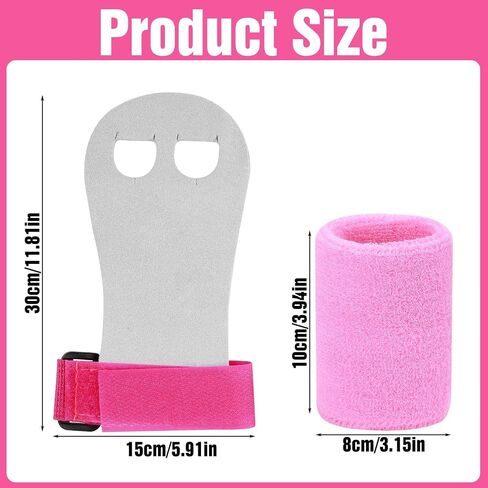 2 Gymnastics Grips Wristbands Sets, Pink Gymnastic Hand Grips with Wrist Support for Kids Youth Palm Protection for Gymnastic Bars, Pull Up Workout & Exercise in Saudi Arabia