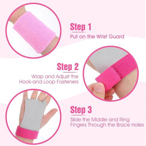 2 Gymnastics Grips Wristbands Sets, Pink Gymnastic Hand Grips with Wrist Support for Kids Youth Palm Protection for Gymnastic Bars, Pull Up Workout & Exercise in Saudi Arabia