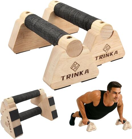 Wooden Parallettes Push Up Bars, 2 PCS Wood Calisthenics Bars with Non-Slip Base, Pushup Handles for Floor Home Fitness, Workout Equipment for Men and Women Strength Training in Kuwait