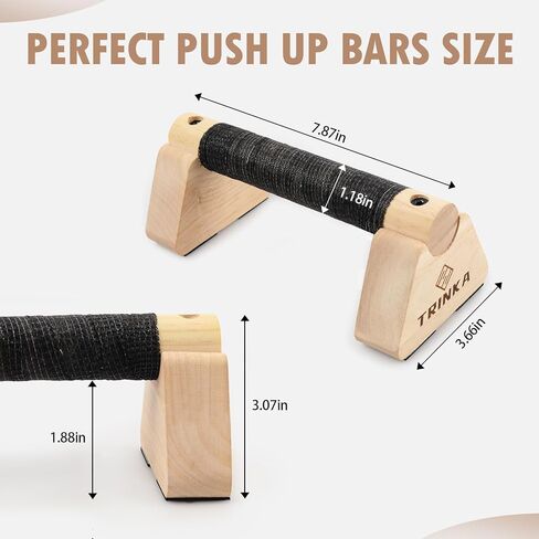 Wooden Parallettes Push Up Bars, 2 PCS Wood Calisthenics Bars with Non-Slip Base, Pushup Handles for Floor Home Fitness, Workout Equipment for Men and Women Strength Training in Kuwait
