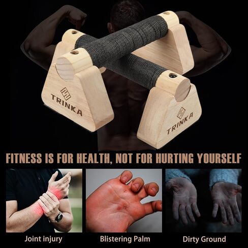 Wooden Parallettes Push Up Bars, 2 PCS Wood Calisthenics Bars with Non-Slip Base, Pushup Handles for Floor Home Fitness, Workout Equipment for Men and Women Strength Training in Kuwait