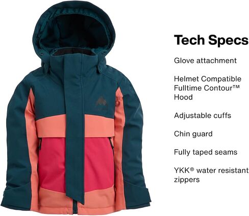 Burton Toddlers’ Ascutney 2-Layer Insulated Jacket – Waterproof Winter Coat with Room to Grow System – Emerald/Peach/Pink, 5 in Saudi Arabia