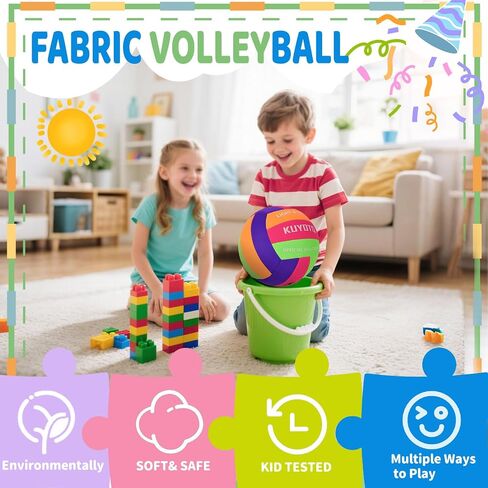 KUYOTQ Soft Indoor Volleyball for Indoor Practice Super Soft and Light Safe Sport Gear Fabric Volleyball for Kids Youth Adult Beginners, Perfect for House Yard Training Games in Saudi Arabia