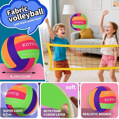 KUYOTQ Soft Indoor Volleyball for Indoor Practice Super Soft and Light Safe Sport Gear Fabric Volleyball for Kids Youth Adult Beginners, Perfect for House Yard Training Games in Saudi Arabia