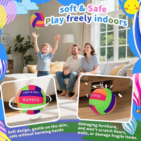 KUYOTQ Soft Indoor Volleyball for Indoor Practice Super Soft and Light Safe Sport Gear Fabric Volleyball for Kids Youth Adult Beginners, Perfect for House Yard Training Games in Saudi Arabia