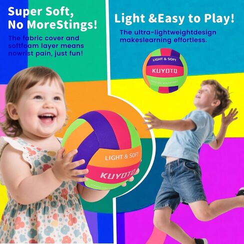 KUYOTQ Soft Indoor Volleyball for Indoor Practice Super Soft and Light Safe Sport Gear Fabric Volleyball for Kids Youth Adult Beginners, Perfect for House Yard Training Games in Saudi Arabia