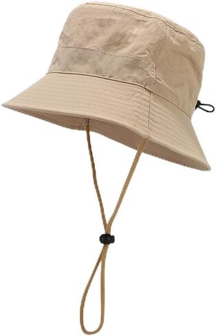 Outdoor Bucket Hat with UV Protection, Quick-Dry, Adjustable Chin Strap, Khaki in Saudi Arabia