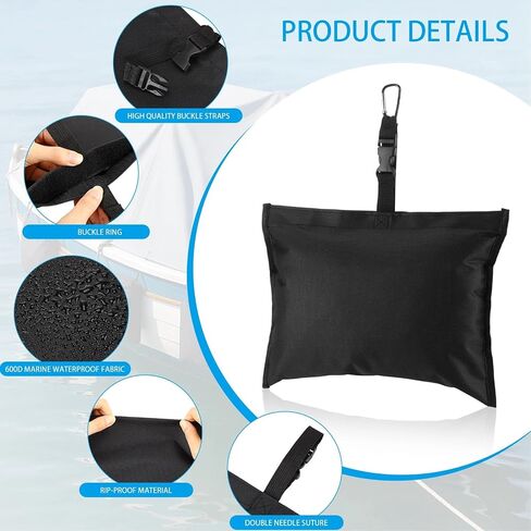 Soulchen Sand Bag for Boat Covers Sandbag Mooring Kit Tear-Resistant Weight Sandbag Windproof Weighted Sand Bag Tarp Weight with Carabiner and Tarp Clip Accessories in Saudi Arabia