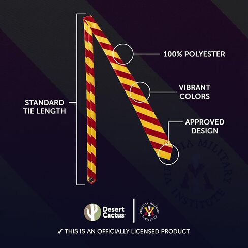 ربطة عنق من Desert Cactus Virginia Military Institute Tie Keydets VMI 100% بوليستر مع شعار مرخص رسميًا (النمط A) in Saudi Arabia