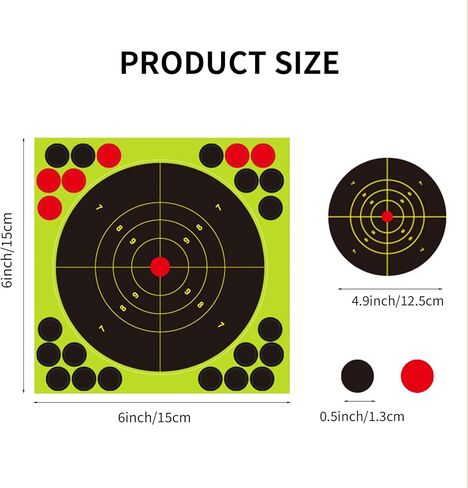 50 حزمة من أهداف الرماية بالرش مقاس 6x6 بوصة - 5 بوصة بولسي مع بقع انفجار الفلورسنت وإصلاح - مثالية لممارسة الرماية والتدريبات والاستخدام الداخلي والخارجي in Kuwait