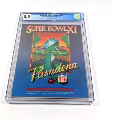 1977 برنامج Super Bowl XI 11 لكرة القدم Raiders vs Vikings 1-9-77 CGC 8 DA063230 - برامج NFL in Saudi Arabia