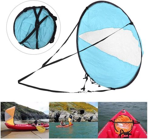 EVTSCAN Kayak Sails, 43 Inch Foldable Downwind Windsurfing Sails Kit Upwind Wind Paddle Sail for Kayak Boat Sailboat Canoe in Kuwait