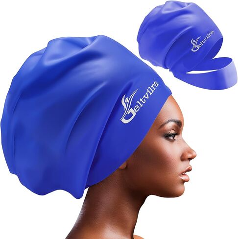 Waterproof Silicone Extra Large Swim Cap with Headband for Braids and Dreadlocks Black Women Girls Men with Long Hair in Saudi Arabia