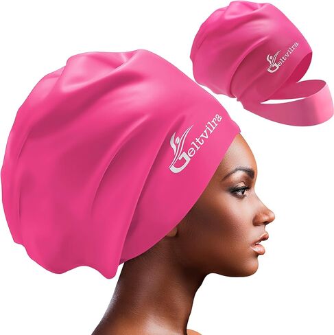 Waterproof Silicone Extra Large Swim Cap with Headband for Braids and Dreadlocks Black Women Girls Men with Long Hair in Saudi Arabia