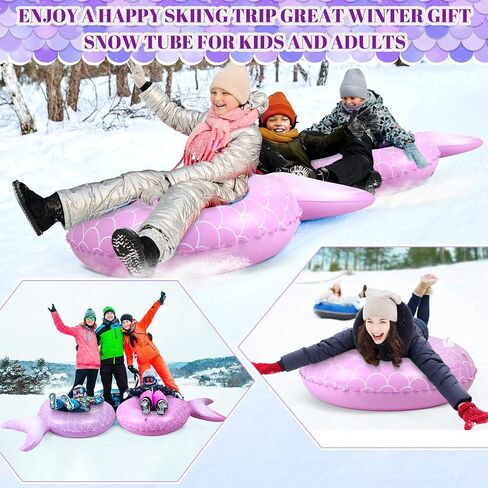 حزمة واحدة من أنبوب الثلج القابل للنفخ من Soulchen مقاس 91.44 سم زلاجة ثلجية للأطفال زلاجات سفلية سميكة شديدة التحمل للشتاء مع مقابض قوية ألعاب شتوية متينة لأنبوب التزلج في الهواء الطلق in Saudi Arabia