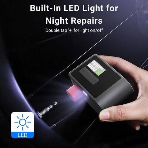 مضخة دراجة كهربائية صغيرة - مضخة جيب سريعة النفخ بقدرة 120 رطل لكل بوصة مربعة مع مقياس LCD وبطارية قابلة لإعادة الشحن ومصباح يدوي - تناسب صمامات بريستا وشرايدر لدراجات الطرق والجبال in Saudi Arabia