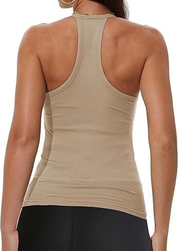 Women's V-Neck Slimming Ribbed Sleeveless Sports Vest, Summer Casual and Fashionable Strappy Vest in Saudi Arabia