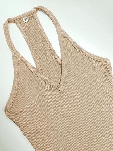 Women's V-Neck Slimming Ribbed Sleeveless Sports Vest, Summer Casual and Fashionable Strappy Vest in Saudi Arabia