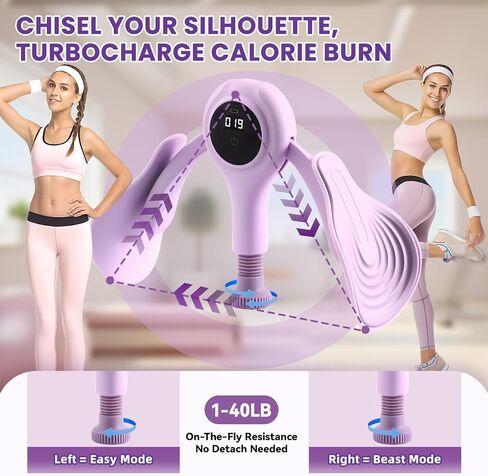 Thigh Master Trainer Kegel Exerciser - Pelvic Floor Exercise Device for Women, Thigh Workout Equipment with Smart Counter, Adjustable Resistance 1-18kg (40lbs), Thigh Master for Toning in Saudi Arabia