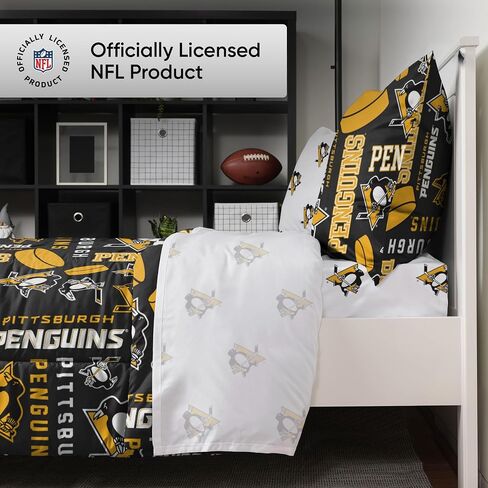 طقم لحاف سرير ملون لفريق NHL من FOCO Pittsburgh Penguins في حقيبة مكون من 5 قطع - كامل in Saudi Arabia