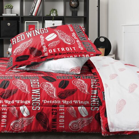 طقم لحاف سرير ملون من FOCO Detroit Red Wings NHL Team في حقيبة مكون من 5 قطع - مزدوج in Saudi Arabia