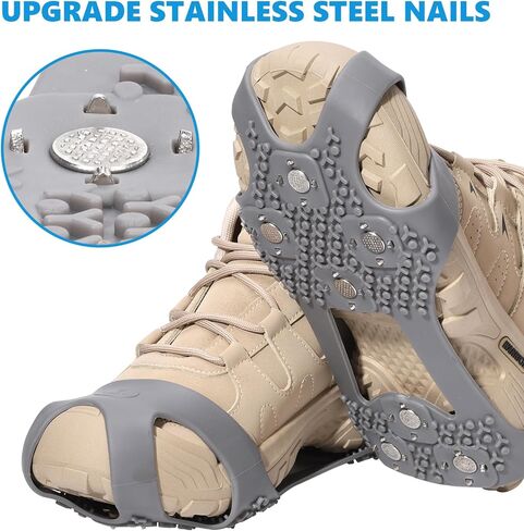 Crampons Anti-Slip Ice Cleats for Boots Shoes Shoe Spikes Snow Grips Cleats for Ice and Snow Anti-Slip Rubber Traction Cleats for Hiking Fishing Walking in Saudi Arabia