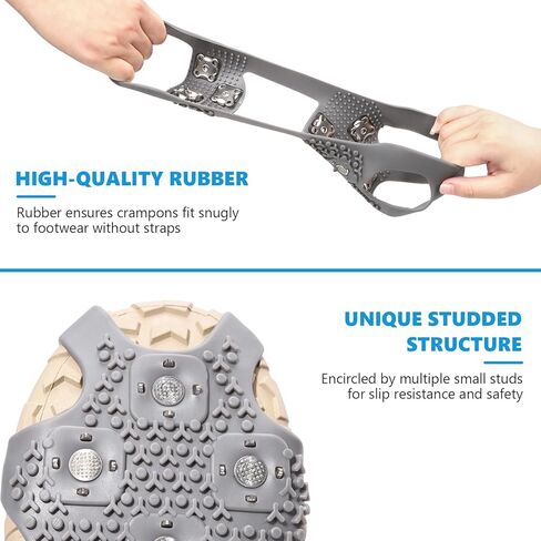 Crampons Anti-Slip Ice Cleats for Boots Shoes Shoe Spikes Snow Grips Cleats for Ice and Snow Anti-Slip Rubber Traction Cleats for Hiking Fishing Walking in Saudi Arabia