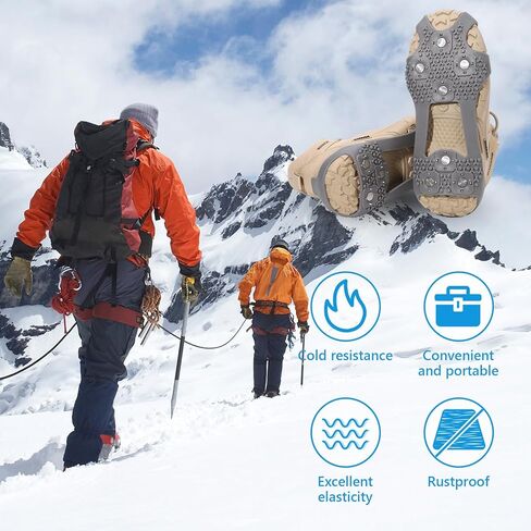 Crampons Anti-Slip Ice Cleats for Boots Shoes Shoe Spikes Snow Grips Cleats for Ice and Snow Anti-Slip Rubber Traction Cleats for Hiking Fishing Walking in Saudi Arabia