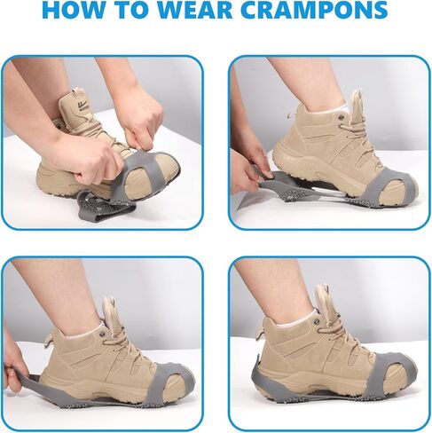 Crampons Anti-Slip Ice Cleats for Boots Shoes Shoe Spikes Snow Grips Cleats for Ice and Snow Anti-Slip Rubber Traction Cleats for Hiking Fishing Walking in Saudi Arabia
