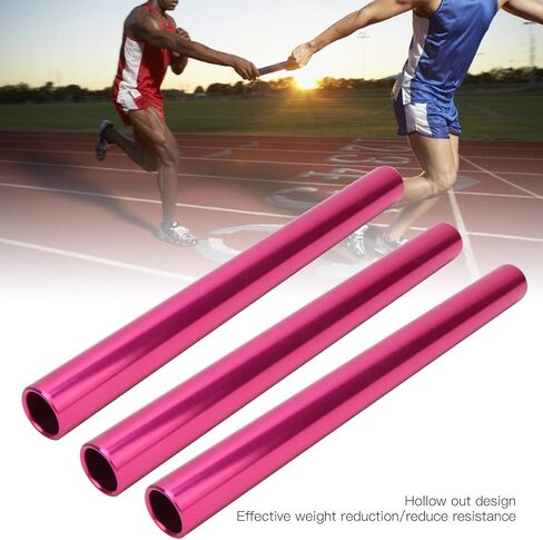 Keenso Relay Race Baton, 3 Pcs Aluminum Alloy Track and Field Relay Baton Sports Relay Race Baton Sports Game Props(Pink) in Saudi Arabia
