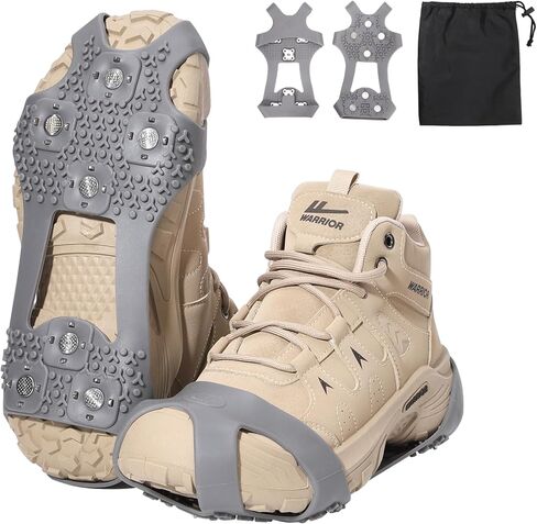 Crampons Anti-Slip Ice Cleats for Boots Shoes Shoe Spikes Snow Grips Cleats for Ice and Snow Anti-Slip Rubber Traction Cleats for Hiking Fishing Walking in Saudi Arabia