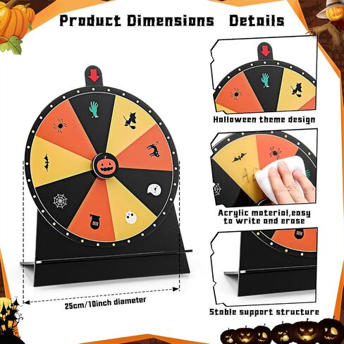 Halloween Acrylic Spinner Prize Wheel Game Set with Dry Erase Marker, Trick or Treat Game, Halloween Party Supplies Indoor Outdoor Decorations Carnival Party Decor in Saudi Arabia