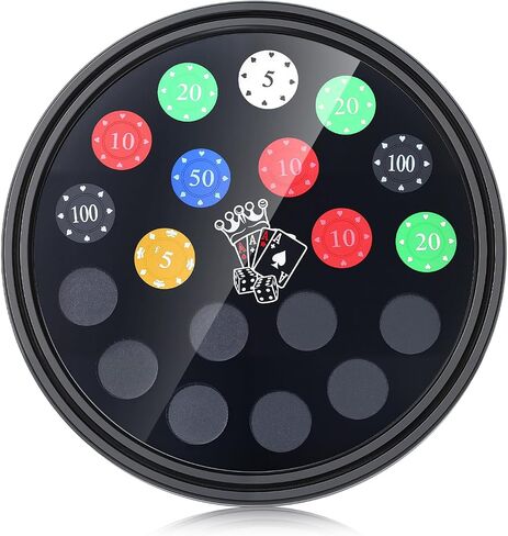 Kathfly 1 قطعة إطار رقاقة كازينو البوكر 12.6 بوصة حامل رقاقة الكازينو خشب مستدير مثبت على الحائط علبة عرض البوكر لـ 19 عملة معدنية in Saudi Arabia