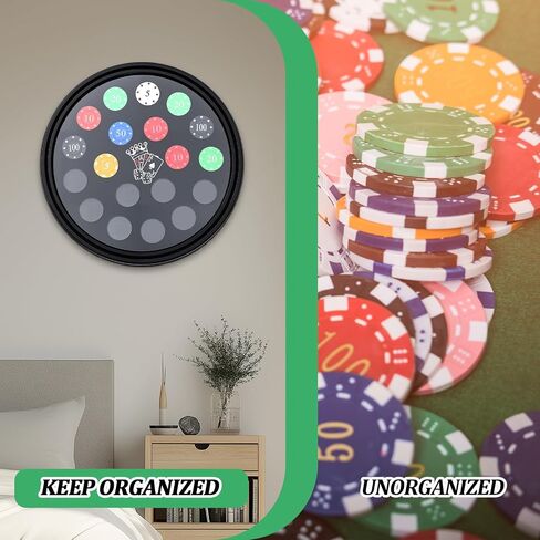 Kathfly 1 قطعة إطار رقاقة كازينو البوكر 12.6 بوصة حامل رقاقة الكازينو خشب مستدير مثبت على الحائط علبة عرض البوكر لـ 19 عملة معدنية in Saudi Arabia